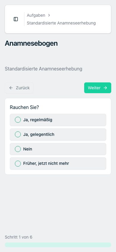 Mehrstufige Befragungs-Ansicht in phellow.community auf dem Smartphone.