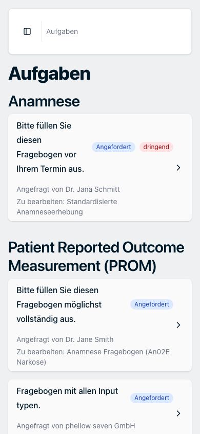 Aufgaben-Ansicht in phellow.community auf dem Smartphone.